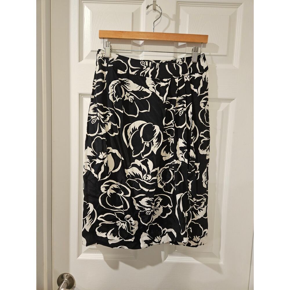 Vintage Carole Little West Black White Floral Blouse and Wrap Skirt Set Sz 10/12 - Picture 7 of 12